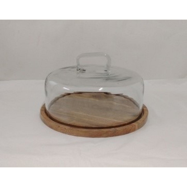 Red Barrel Studio® Glass Cake Cover With Wood Bottom Wayfair